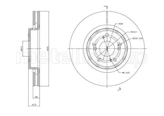 Bremsscheibe Vorderachse METELLI 23-1829C