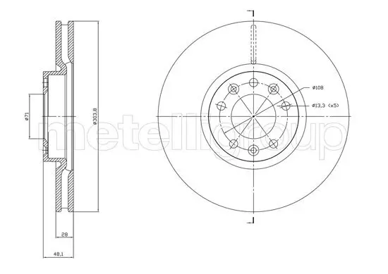 Bremsscheibe Vorderachse METELLI 23-1848C