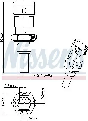 Sensor, Kühlmitteltemperatur NISSENS 207019 Bild Sensor, Kühlmitteltemperatur NISSENS 207019