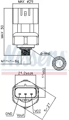 Druckschalter, Klimaanlage 5 V NISSENS 301020 Bild Druckschalter, Klimaanlage 5 V NISSENS 301020