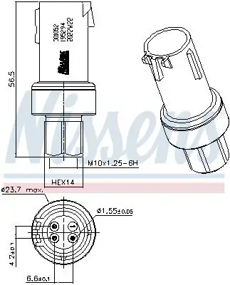 Druckschalter, Klimaanlage 12 V NISSENS 301052 Bild Druckschalter, Klimaanlage 12 V NISSENS 301052