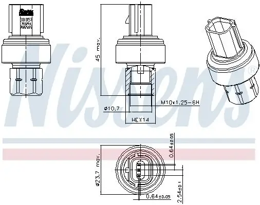 Druckschalter, Klimaanlage NISSENS 301057 Bild Druckschalter, Klimaanlage NISSENS 301057