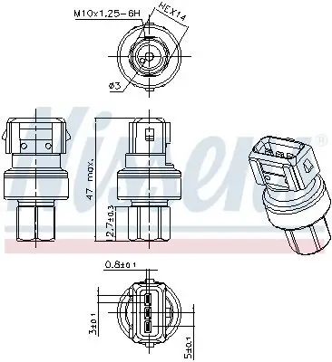 Druckschalter, Klimaanlage 12 V NISSENS 301068 Bild Druckschalter, Klimaanlage 12 V NISSENS 301068