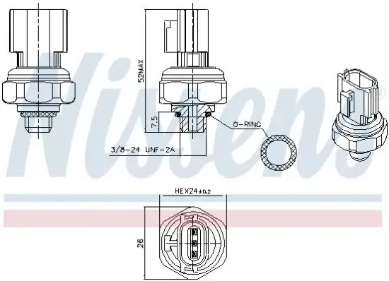 Druckschalter, Klimaanlage NISSENS 301077 Bild Druckschalter, Klimaanlage NISSENS 301077