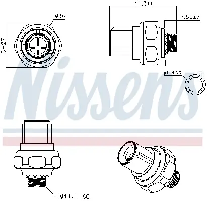Druckschalter, Klimaanlage NISSENS 301078 Bild Druckschalter, Klimaanlage NISSENS 301078