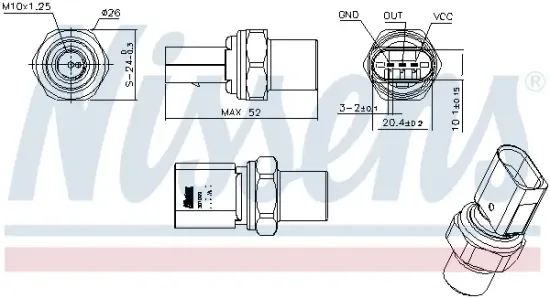 Druckschalter, Klimaanlage 9 V NISSENS 301099 Bild Druckschalter, Klimaanlage 9 V NISSENS 301099