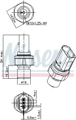 Druckschalter, Klimaanlage 12 V NISSENS 301101 Bild Druckschalter, Klimaanlage 12 V NISSENS 301101