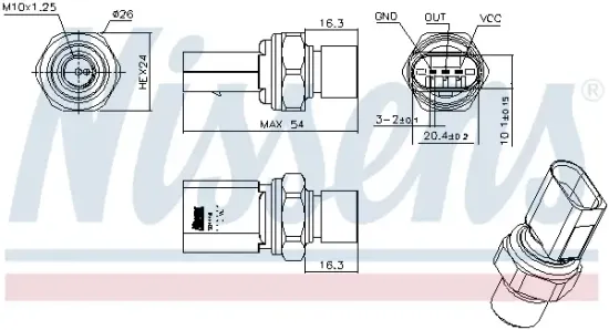 Druckschalter, Klimaanlage 12 V NISSENS 301116 Bild Druckschalter, Klimaanlage 12 V NISSENS 301116