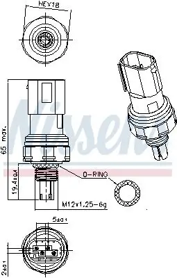 Druckschalter, Klimaanlage 12 V NISSENS 301140 Bild Druckschalter, Klimaanlage 12 V NISSENS 301140