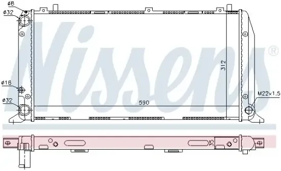 Kühler, Motorkühlung NISSENS 604361 Bild Kühler, Motorkühlung NISSENS 604361