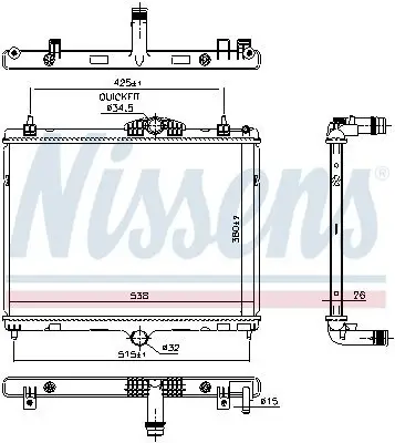 Kühler, Motorkühlung NISSENS 606055 Bild Kühler, Motorkühlung NISSENS 606055