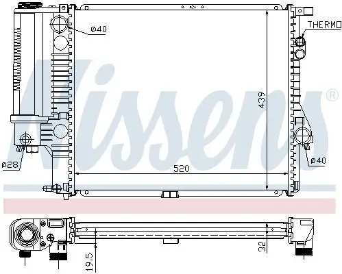 Kühler, Motorkühlung NISSENS 60607A Bild Kühler, Motorkühlung NISSENS 60607A