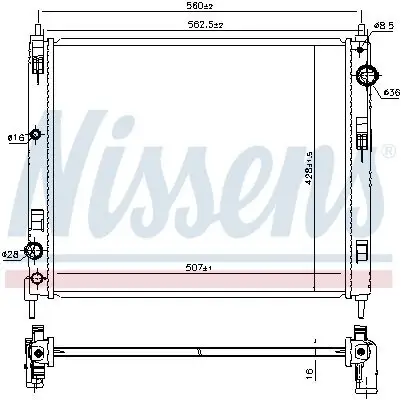 Kühler, Motorkühlung NISSENS 606119 Bild Kühler, Motorkühlung NISSENS 606119