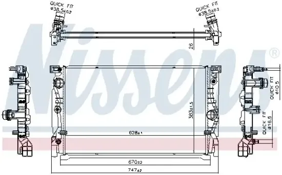 Kühler, Motorkühlung NISSENS 606230 Bild Kühler, Motorkühlung NISSENS 606230