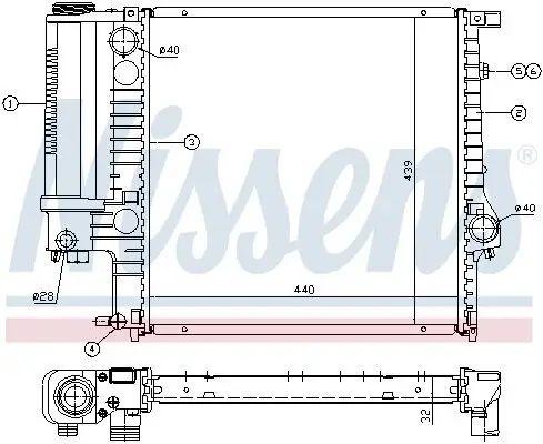 Kühler, Motorkühlung NISSENS 60623A Bild Kühler, Motorkühlung NISSENS 60623A