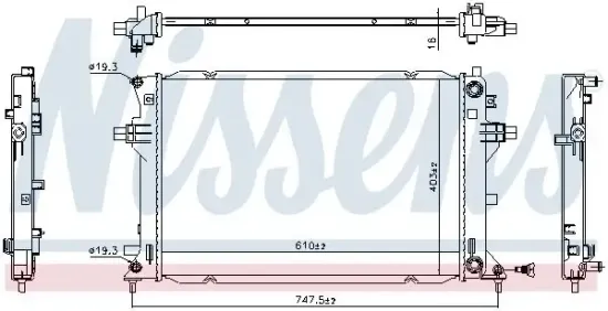 Kühler, Motorkühlung NISSENS 606263 Bild Kühler, Motorkühlung NISSENS 606263