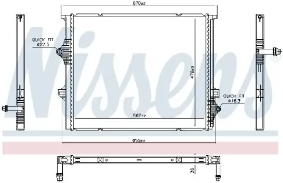 Kühler, Motorkühlung NISSENS 606397 Bild Kühler, Motorkühlung NISSENS 606397