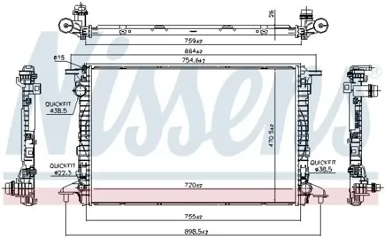 Kühler, Motorkühlung NISSENS 606462 Bild Kühler, Motorkühlung NISSENS 606462