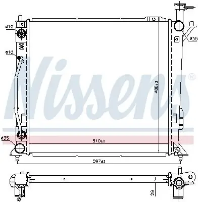 Kühler, Motorkühlung NISSENS 606482 Bild Kühler, Motorkühlung NISSENS 606482