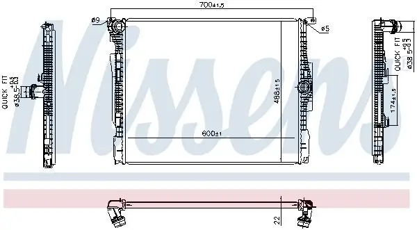 Kühler, Motorkühlung NISSENS 606513