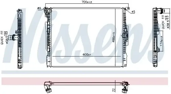 Kühler, Motorkühlung NISSENS 606513 Bild Kühler, Motorkühlung NISSENS 606513