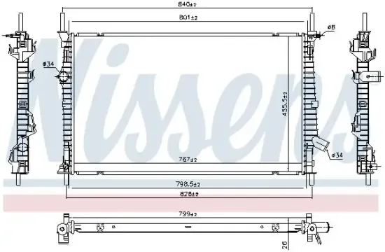 Kühler, Motorkühlung NISSENS 606537 Bild Kühler, Motorkühlung NISSENS 606537