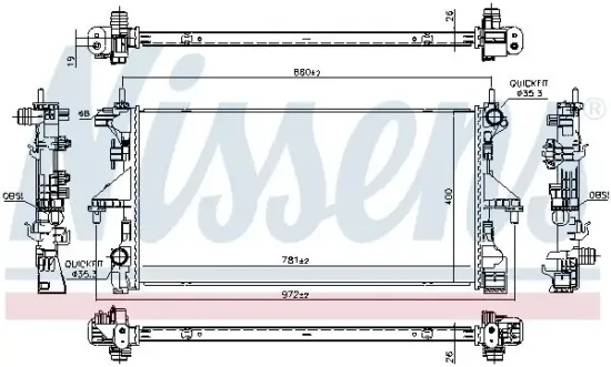 Kühler, Motorkühlung NISSENS 606554 Bild Kühler, Motorkühlung NISSENS 606554