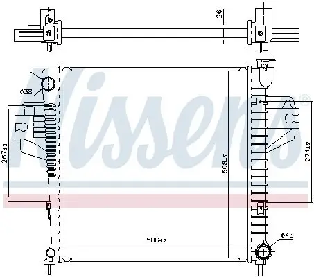 Kühler, Motorkühlung NISSENS 606555 Bild Kühler, Motorkühlung NISSENS 606555