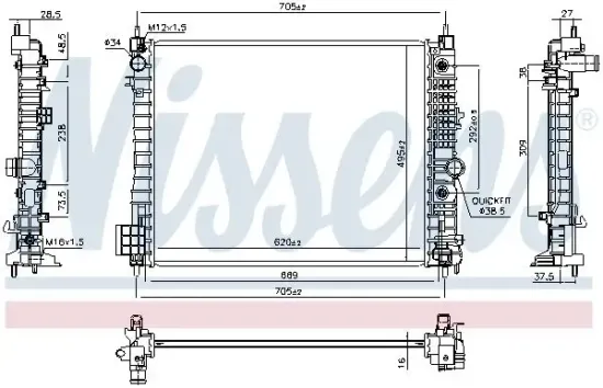 Kühler, Motorkühlung NISSENS 606660 Bild Kühler, Motorkühlung NISSENS 606660