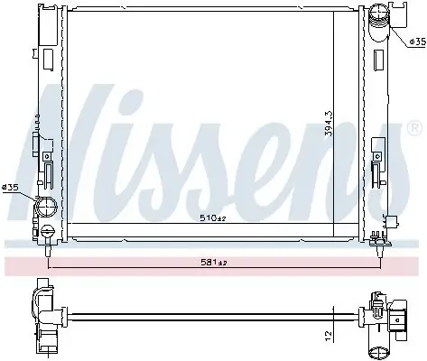 Kühler, Motorkühlung NISSENS 606726 Bild Kühler, Motorkühlung NISSENS 606726