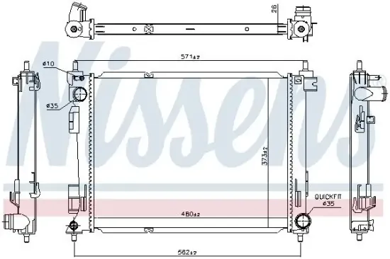 Kühler, Motorkühlung NISSENS 606734 Bild Kühler, Motorkühlung NISSENS 606734