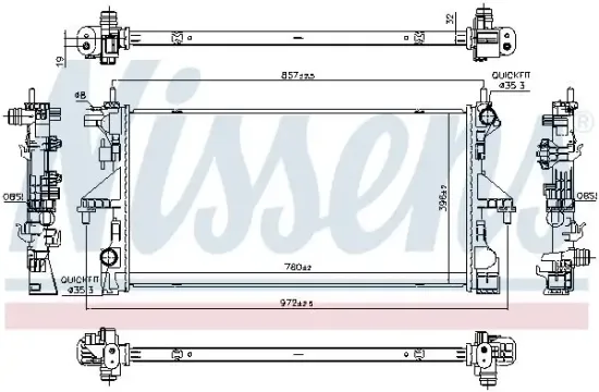 Kühler, Motorkühlung NISSENS 606756 Bild Kühler, Motorkühlung NISSENS 606756