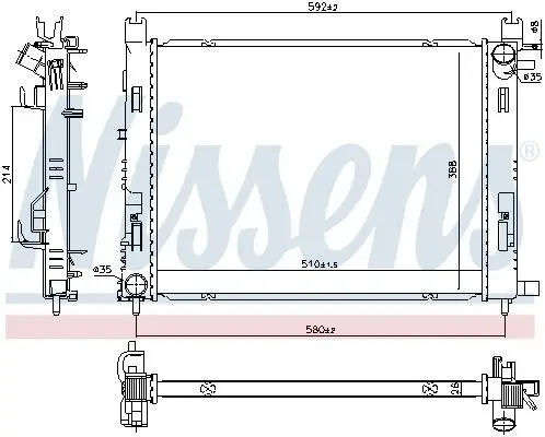 Kühler, Motorkühlung NISSENS 606760 Bild Kühler, Motorkühlung NISSENS 606760