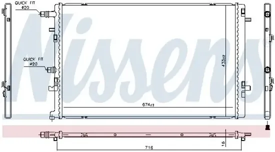 Kühler, Motorkühlung NISSENS 606762 Bild Kühler, Motorkühlung NISSENS 606762