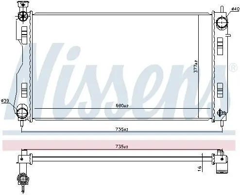 Kühler, Motorkühlung NISSENS 606844 Bild Kühler, Motorkühlung NISSENS 606844