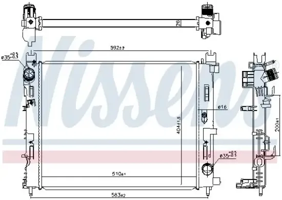Kühler, Motorkühlung NISSENS 606845 Bild Kühler, Motorkühlung NISSENS 606845