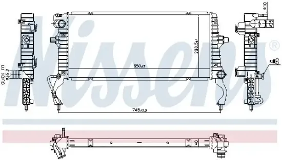 Kühler, Motorkühlung NISSENS 607023 Bild Kühler, Motorkühlung NISSENS 607023