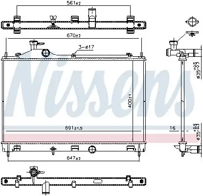 Kühler, Motorkühlung NISSENS 607027