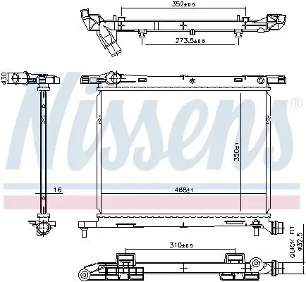 Kühler, Motorkühlung NISSENS 607029 Bild Kühler, Motorkühlung NISSENS 607029