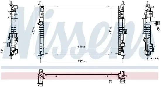 Kühler, Motorkühlung NISSENS 607100 Bild Kühler, Motorkühlung NISSENS 607100