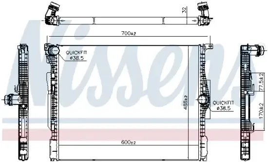 Kühler, Motorkühlung NISSENS 607116 Bild Kühler, Motorkühlung NISSENS 607116