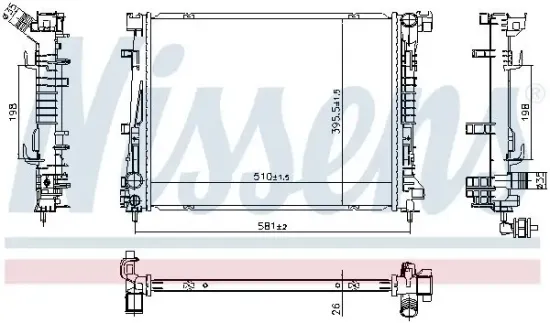 Kühler, Motorkühlung NISSENS 607118 Bild Kühler, Motorkühlung NISSENS 607118