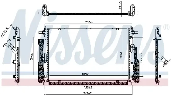 Kühler, Motorkühlung NISSENS 607138 Bild Kühler, Motorkühlung NISSENS 607138