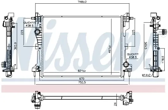 Kühler, Motorkühlung NISSENS 607141 Bild Kühler, Motorkühlung NISSENS 607141