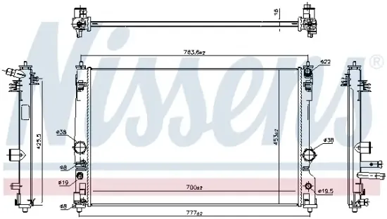 Kühler, Motorkühlung NISSENS 607155 Bild Kühler, Motorkühlung NISSENS 607155