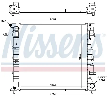 Kühler, Motorkühlung NISSENS 607158 Bild Kühler, Motorkühlung NISSENS 607158