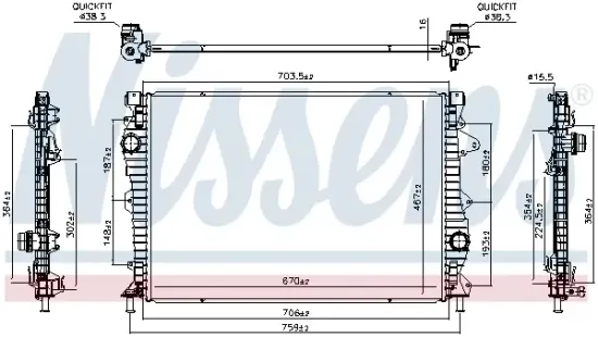 Kühler, Motorkühlung NISSENS 607181 Bild Kühler, Motorkühlung NISSENS 607181