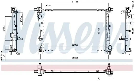 Kühler, Motorkühlung NISSENS 607182 Bild Kühler, Motorkühlung NISSENS 607182