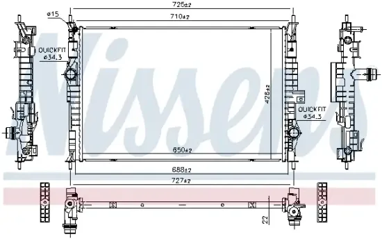 Kühler, Motorkühlung NISSENS 607184 Bild Kühler, Motorkühlung NISSENS 607184