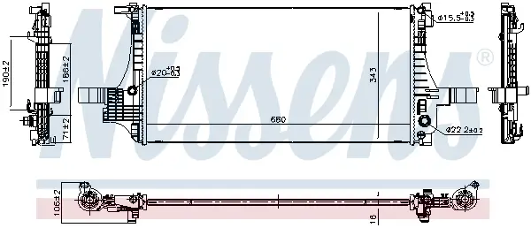 Kühler, Motorkühlung NISSENS 607221